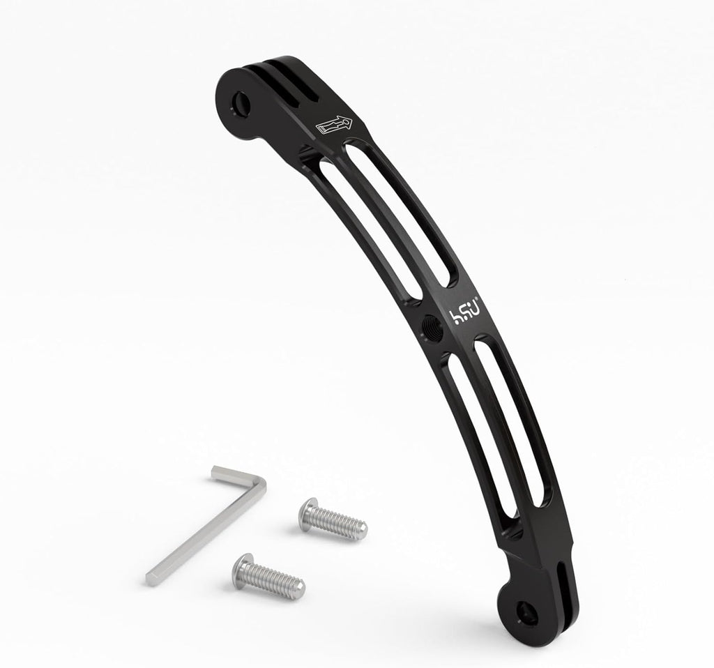 HSU Aluminum Alloy Curved Extension Arm (5.3”) Metal Pole Mount Helmet Stick Extension Arm Mount for GoPro Hero 13/12/11/10/9/8/7/6 Black, DJI Osmo Action 4/3 and More Action Cameras (Black)
