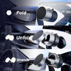 Magnetic Phone Holder for Car, [360° Rotatable] Phone Mount with Strong Suction Cup & Retractable Stand, Foldable Phone Holder for iPhone 16/15/14/13 and All Smartphone (White)