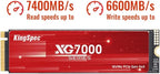 KingSpec XG7000 8TB NVMe SSD PCIe 4.0-7400MB/s Read Speed, 3D TLC NAND M.2 2280 Internal SSD, Compatible with Gaming PC, Laptop, PS5 Console