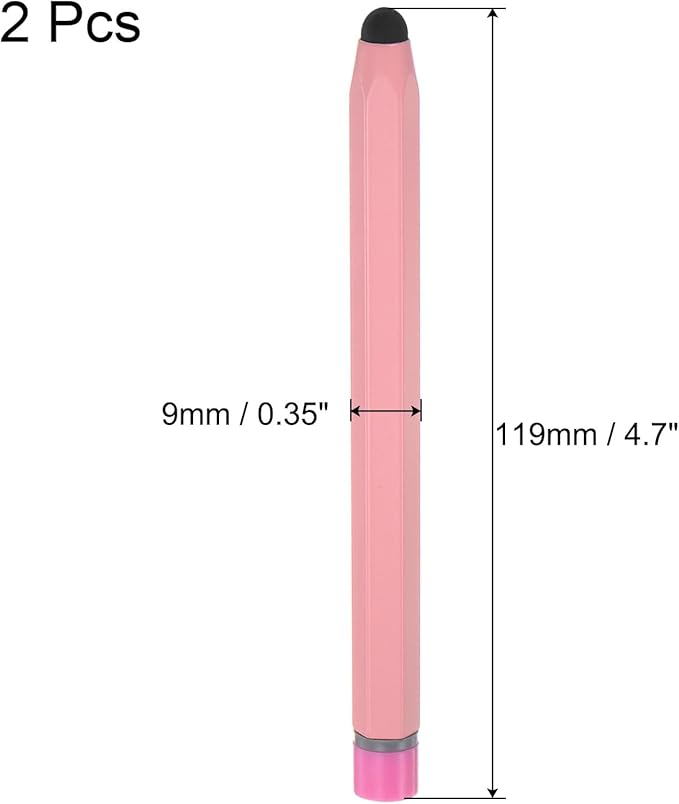 MECCANIXITY 2pcs Stylus Pens for Touch Screens Hexagon Crayon Stylus Pen Universal Capacitive Stylus for All Touch Screen Devices, 4.7" Pink