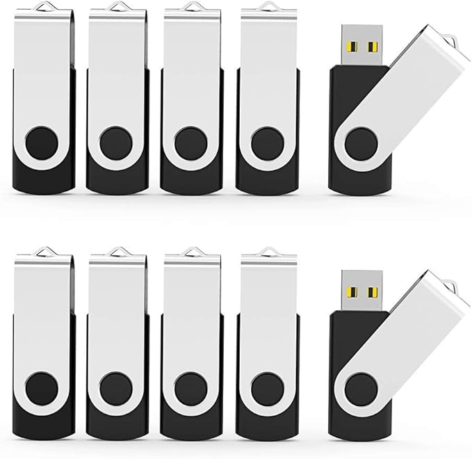 Aiibe 64GB Flash Drive 10 Pack 64GB USB Flash Drives Bulk USB Drive Thumb Drive 64 GB USB 2.0 Memory Sticks Pen Drives Jump Drive (Black)