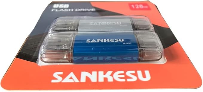 3.0 USB C Flash Drive, USB-A & Type-C OTG Thumb Stick, Dual Memory Sticks Compatible with PC/Laptop/Type C Cell Phone and Tablet (Silver/Blue, 128GB)