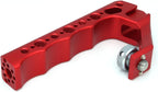 Universal Top Handle with 3/8" Screw Locating Pins for DSLR Camera Cage, with 3 Cold Shoe Adapters to Mount DSLR Camera with Microphone/LED Light/Monitor (Red with 3/8" Screw)