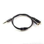 REXUS Black 3.5mm Y Splitter Stereo Audio Cable 4-Pole Male to 2 Female for Headphone, Headset Splitter Adapter Extension Aux Cable, Compatible MobilePhone and New Version Laptop(M22F35H)