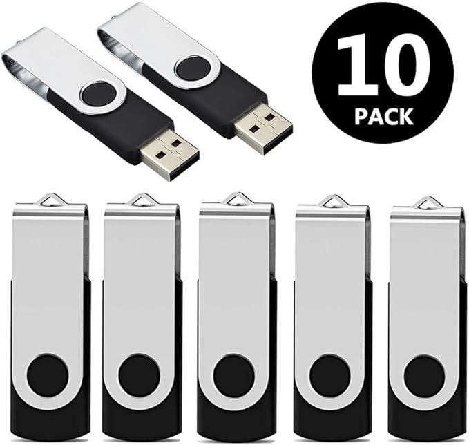 Aiibe 64GB Flash Drive 10 Pack 64GB USB Flash Drives Bulk USB Drive Thumb Drive 64 GB USB 2.0 Memory Sticks Pen Drives Jump Drive (Black)