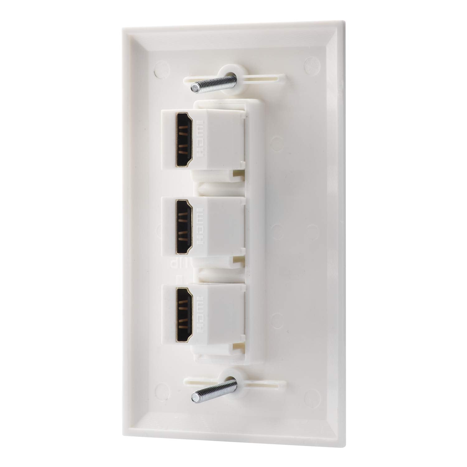 3 Port HDMI Female to Female Wall Plate in White (HDMI 3 Port)