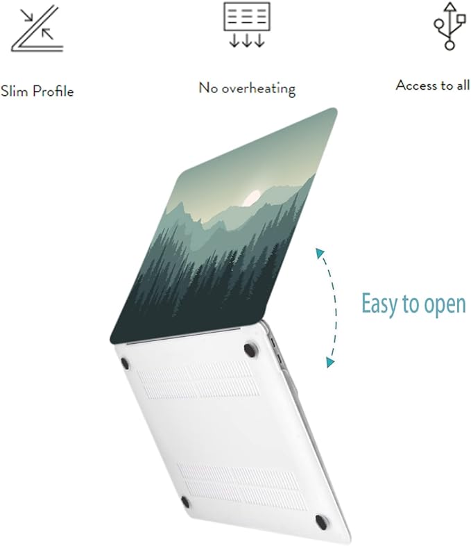 LanBaiLan Compatible for MacBook Pro 13 inch with Touch Bar 2022 2020 2019 2018 2017 2016, M1 M2 A2338 A2289 A2251 A2159 A1989 A1706 A1708, Laptop Hardshell Case & Keyboard Cover, Mountains Landscape