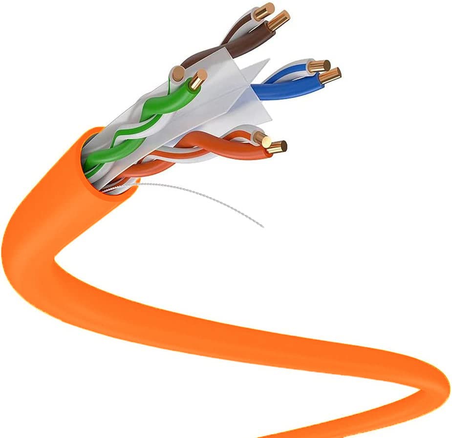 Dripstone CAT6 Ethernet Cable 1000ft Bulk Network LAN Wire 23AWG Solid UTP 550MHz High-Speed Internet Cable Gaming, Streaming, Office, Home Use, Pull Box, Cat6 Bulk, Stable Connectivity - Orange
