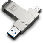 MOSDART 64GB USB3.1 Fast Speed C and A Dual Flash Drive, exFAT Memory Stick with Keychain Loop, for iPhone 15 and 16, Android Phone, iPad, MacBook, Silver