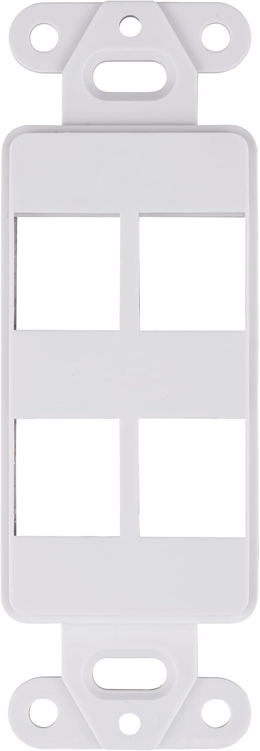 10 Pack Keystone Wall Plate 4 Port, White Decorator Insert Cover for Ethernet, HDMI, Coax, Cat6 Cat5, RJ45, Home & Office Installations