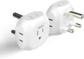 Ceptics South Africa Travel Plug Adapter South Africa Power Adapter Charger 4 Input - USA to Any Type M Countries Such as Botswana, Namibia and More - 2 Pack (PT-10L), White (PT-10L-2PK)