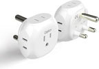 Ceptics South Africa Travel Plug Adapter South Africa Power Adapter Charger 4 Input - USA to Any Type M Countries Such as Botswana, Namibia and More - 2 Pack (PT-10L), White (PT-10L-2PK)