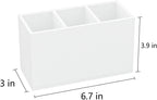 NIUBEE Acrylic Pen Holder 3 Compartments, White Pencil Organizer Cup for Countertop Desk Accessory Storage