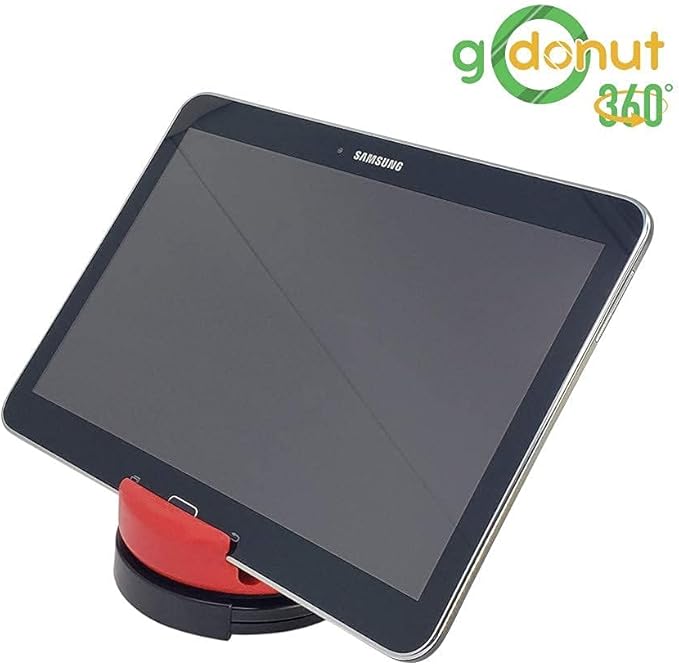 GoDonut – Phone Stand 360 Swivel – Cell Phone Holder + iPad Stand Desk Organizer - Compatible with Tablet, iPhone, Kindle & Most Smartphones – Red