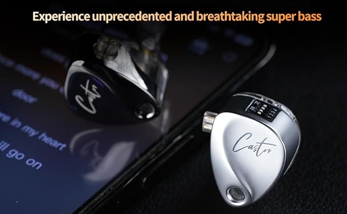 KZ Castor in Ear Monitor Headphones, Dual-Dynamic Driver Wired Gaming Earphones, HiFi IEM Wired Earbuds Noise Cancelling, 2Pin-C Detechable Cable Earbuds with Mic