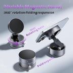 Magnetic Phone Holder for Car, [360° Rotatable] Phone Mount with Strong Suction Cup & Retractable Stand, Foldable Phone Holder for iPhone 16/15/14/13 and All Smartphone (Black)