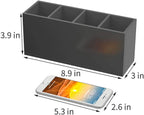 NIUBEE Acrylic Pen Holder 4 Compartments, Black Pencil Organizer Cup for Countertop Desk Accessory Storage (Black)