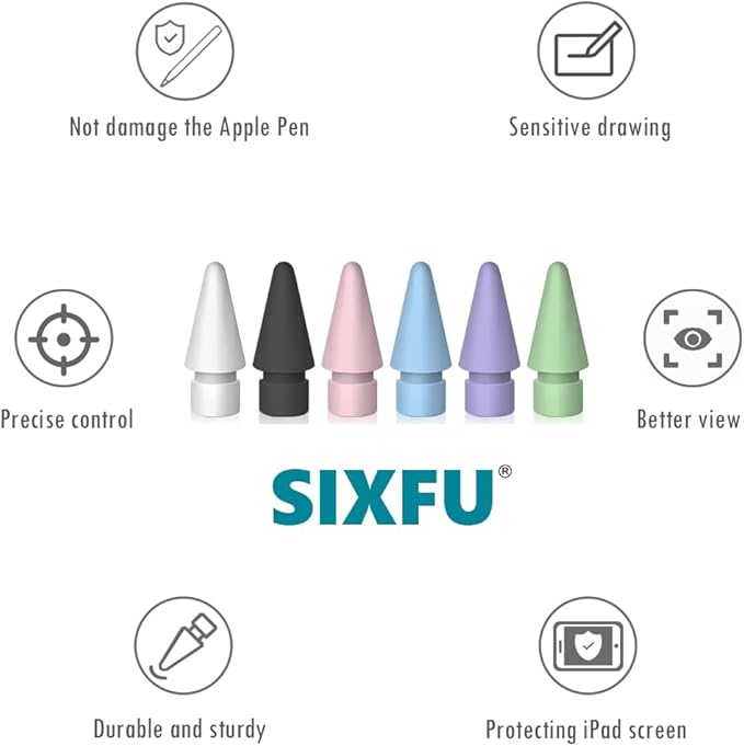 12 PCS Tips for Apple Pencil tip, Apple Pen Tips Compatible with iPad Pencil Tip Nib with Cover Case for Apple Pencil Pro/USB-C/ 1st Gen/ 2nd Generation iPencil(White,Black,Pink,Blue,Purple,Green)