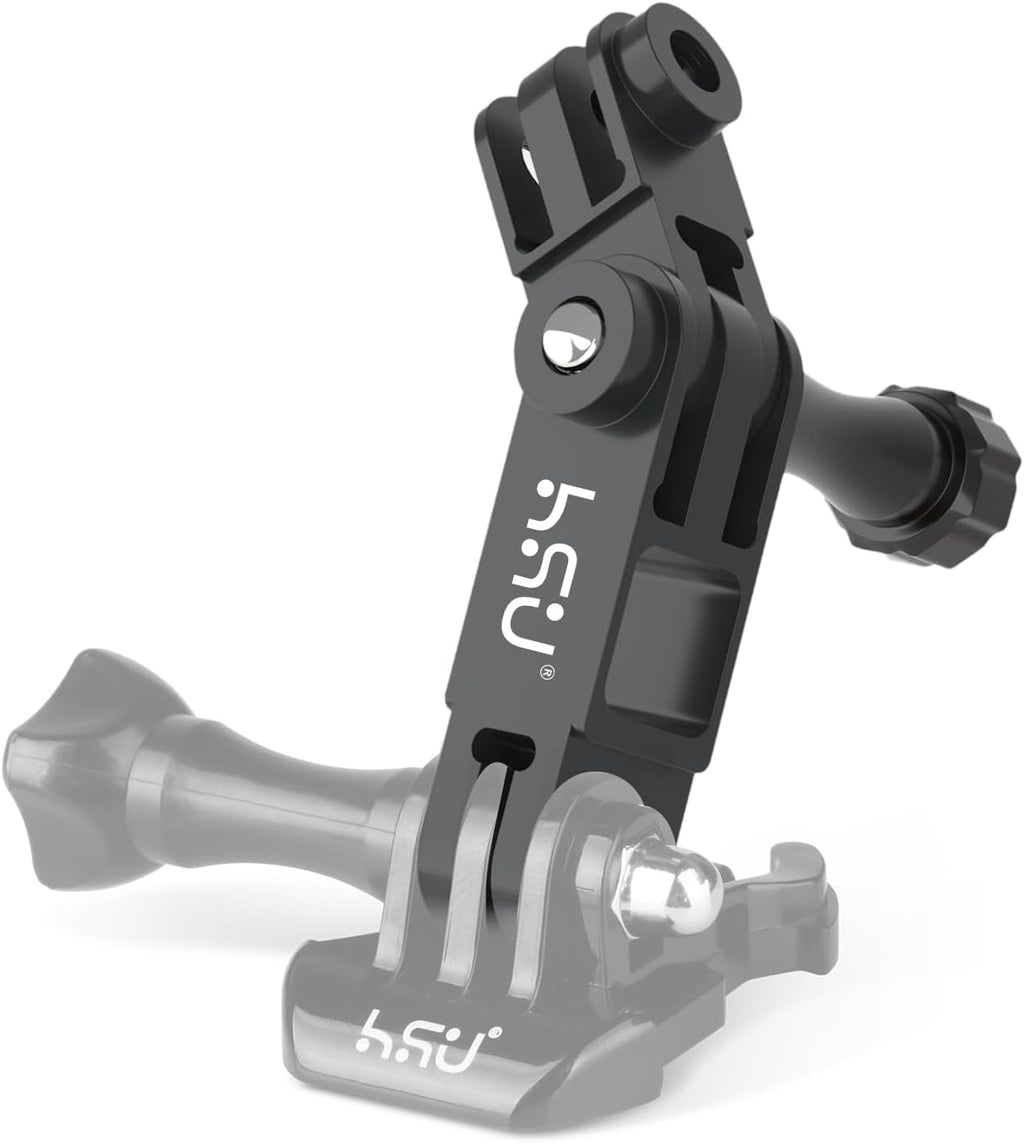 HSU Aluminum Alloy Metal Adjust Arm Straight Joints Mount, Long and Short Vertical Direction Straight Joints Mount for Gopro Hero 13 12 11 10 9 8 7 6 5, AKASO Campark and Other Action Cameras (Black)