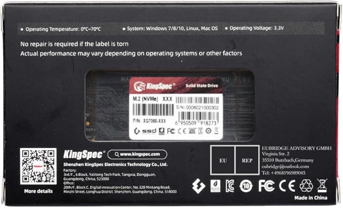 KingSpec XG7000 2TB NVMe SSD PCIe 4.0-7400MB/s Read Speed, 3D TLC NAND M.2 2280 Internal SSD, Compatible with Gaming PC, Laptop, PS5 Console