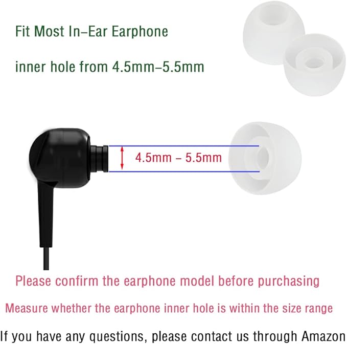 10 Pairs Silicone Medium Replacement Ear Tips - Eartips for In-Ear Headphones - Rubber Tips Earbud Covers - Earbud Cap (White)
