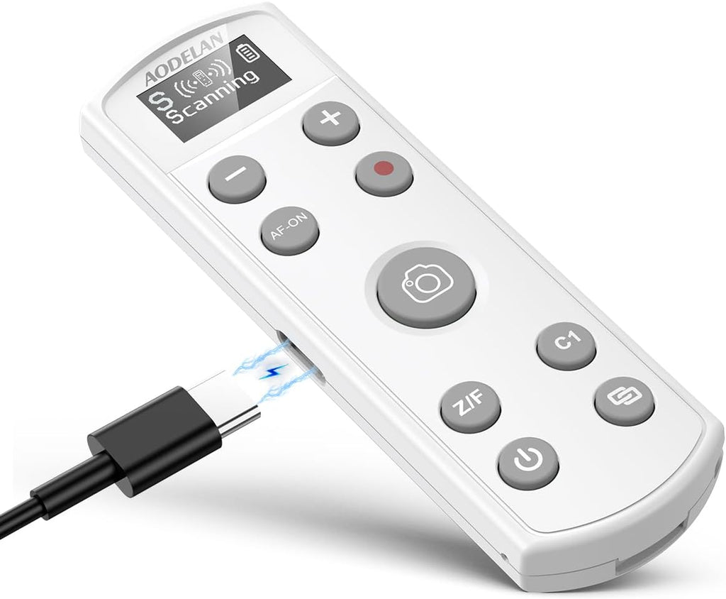 for Sony Camera Wireless Remote Control - Aodelan Rechargeable Shutter Release with OLED Screen for ZV-E10, FX3, a6100, a6400, a6600, a7 III, a7R III, DSC-RX100 VII, ZV-1; Replace Sony RMT-P1BT(White)