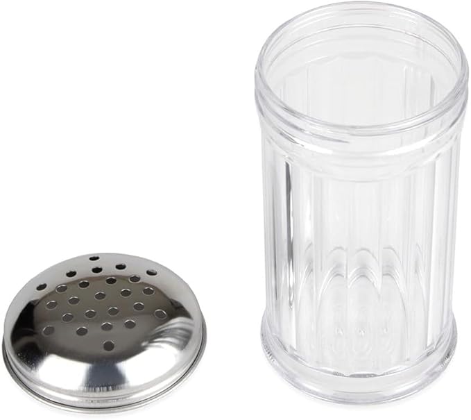 12 Oz Parmesan Cheese Shaker/salt and pepper shakers with Stainless Steel Lid, Clear Plastic seasoning shaker, sugar/spice dispenser, large salt and pepper shakers (360 ml) by GEEX DEPOT (2, 12 Oz)