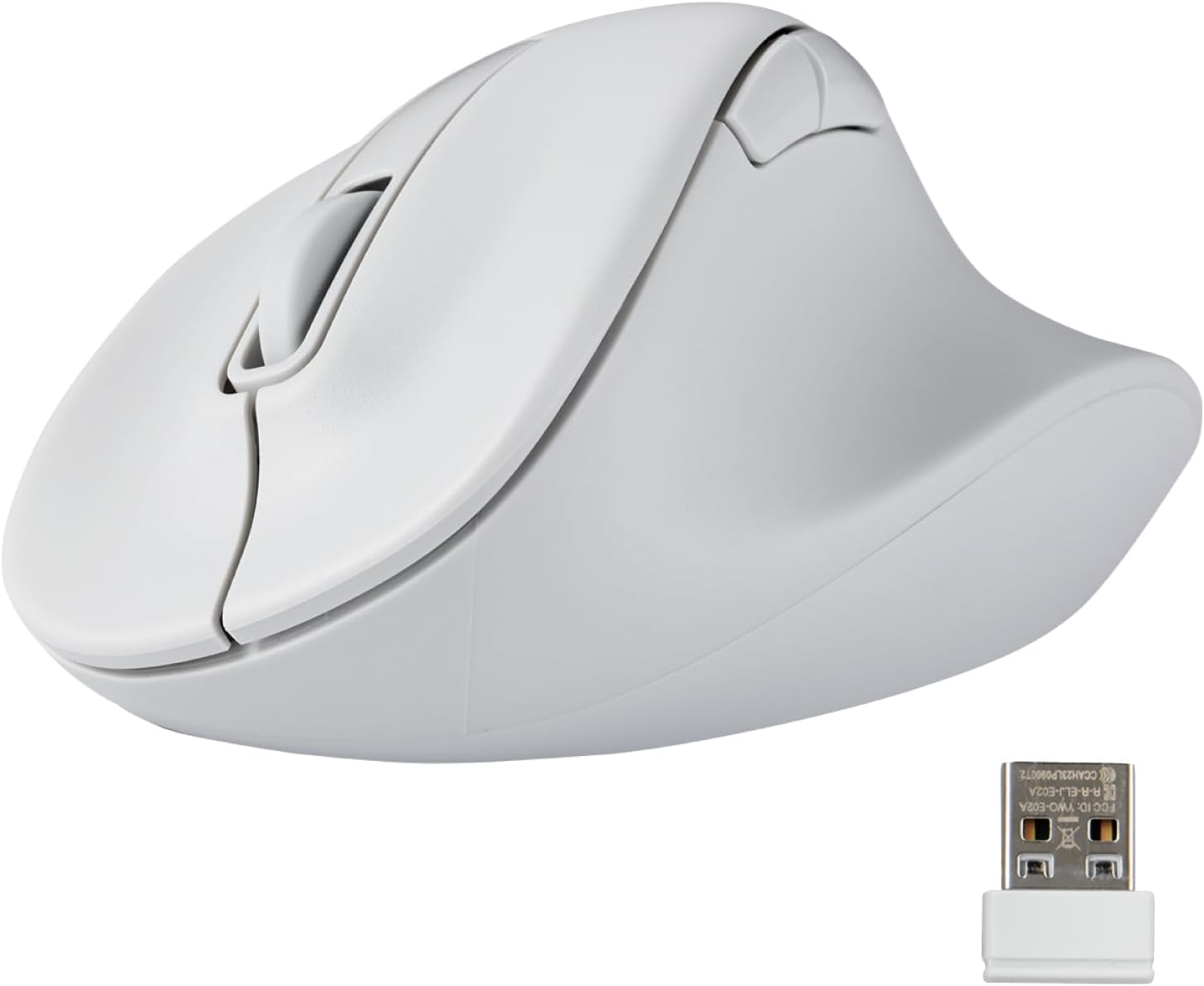 ELECOM Wireless Ergonomic Shape Mouse, 2.4GHz with Mini USB Receiver, Silent Click, Right Hand 2000DPI, 5 Buttons, Optocal Sensor, Compatible with PC, Mac, Laptop, EX-G, Lsize White (M-XGL30DBSKWH)