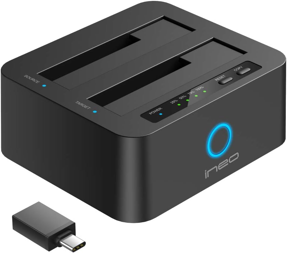 ineo USB 3.1 Gen1 to SATA 2.5" or 3.5 inch SSD/HDD Docking Station (Clone Docking)