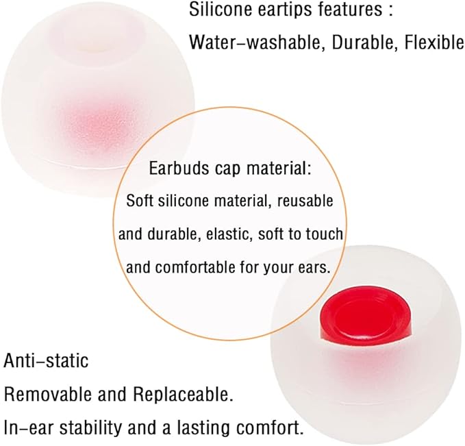 18 Pairs Silicone Earbud Tips Replacement Ear Tips for in- Ear Headphones Eartips (Inner Hole from 3.8mm-5.5mm Earphones) Earbud Replacement Tips Earbud Cap S M L