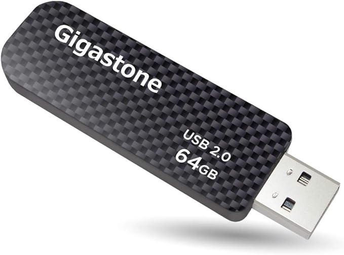 GIGASTONE V30 64GB USB 2.0 Flash Drive, Retractable Sliding Design Pen Drive, Carbon Fiber Style Thumb Drive, Reliable Performance & Durable