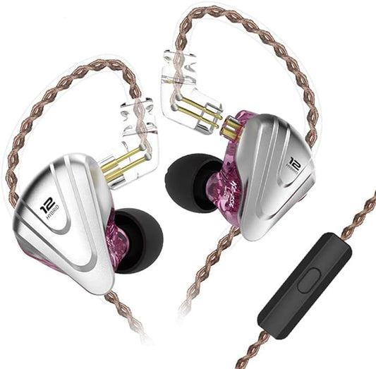 KZ ZSX in Ear Headphone Monitor,Hybrid HiFi Earphone with 5BA 1DD 6 Drivers,KZ Earbuds with Detachable 2 Pin Cable for Church Band Musician Singer(with Mic,Purple)