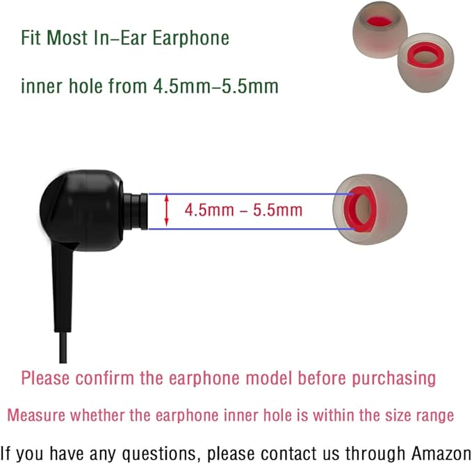 10 Pairs Small Earbud Tips Replacement Ear Tips for in- Ear Headphones Ear Bud Covers Silicone Earbuds Rubber Tips (Clear Red)