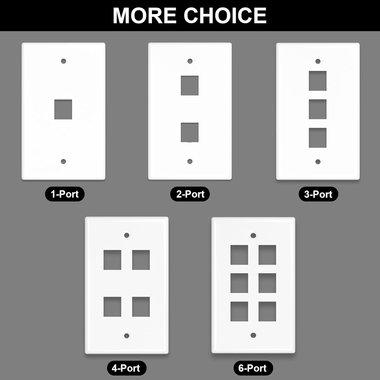 FGB 3-Port Keystone Wall Plate 20-Pack, Low-Profile Single Gang Wall Plates for RJ45, HDMI, and Coax Keystone Inserts, White