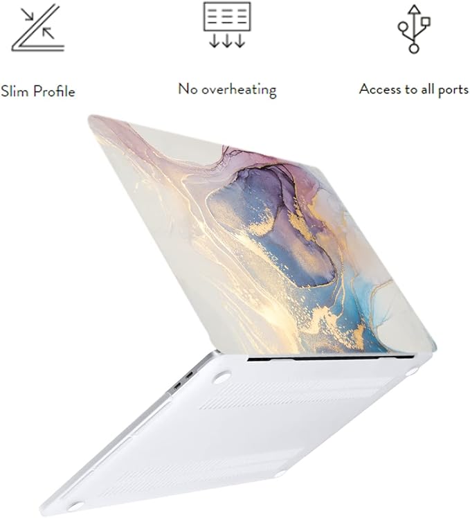 LanBaiLan Compatible for MacBook Pro 13 inch with Touch Bar 2020 2019 2018 2017 2016 Release M1 A2338 A2289 A2251 A2159 A1989 A1706 A1708, Laptop Hardshell Case and Keyboard Cover, Colorful Marble