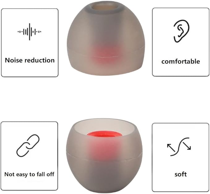 9 Pairs Earbud Tips,Silicone Replacement Earbud Tips Inner Hole 3.8mm -5.5mm, Headphone Ear Cover Fit Most in-Ear Headphones,Black Red(SML)