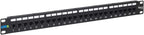 ICC CAT6 Feed-Through Patch Panel, 24 Port, 1U Rackmount, RJ45 Ethernet Patch Panel, No Punch Down, PoE++ and TAA Compliant, Black