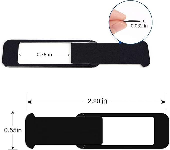 Laptop Camera Cover Slide, Computer Camera Cover Slide Large Size Webcam Cover Slide for MacBook Pro Cute Pattern Design Protecting Privacy Security Ultrathin 3 Pack for Laptop Desktop PC (Black)