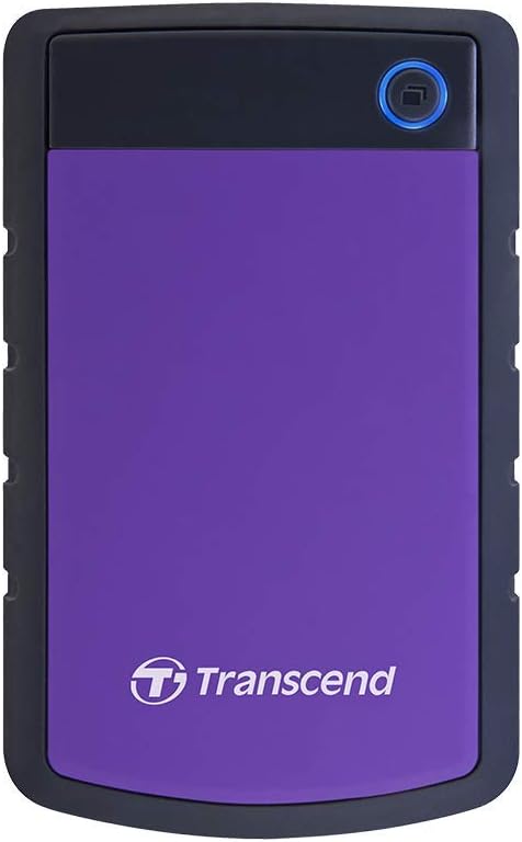 Transcend 2TB SJ25H3, USB 3.1 Portable Hard Drive Rugged, Anti-Shock Resistant, Compact and Lightweight with Lightning-Fast Speeds, One Touch Backup Button, Purple - TS2TSJ25H3P
