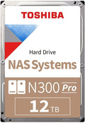 Toshiba N300 PRO 12TB Large-Sized Business NAS (up to 24 bays) 3.5-Inch Internal Hard Drive - Up to 300 TB/year Workload Rate CMR SATA 6 GB/s 7200 RPM 512 MB Cache - HDWG51CXZSTB