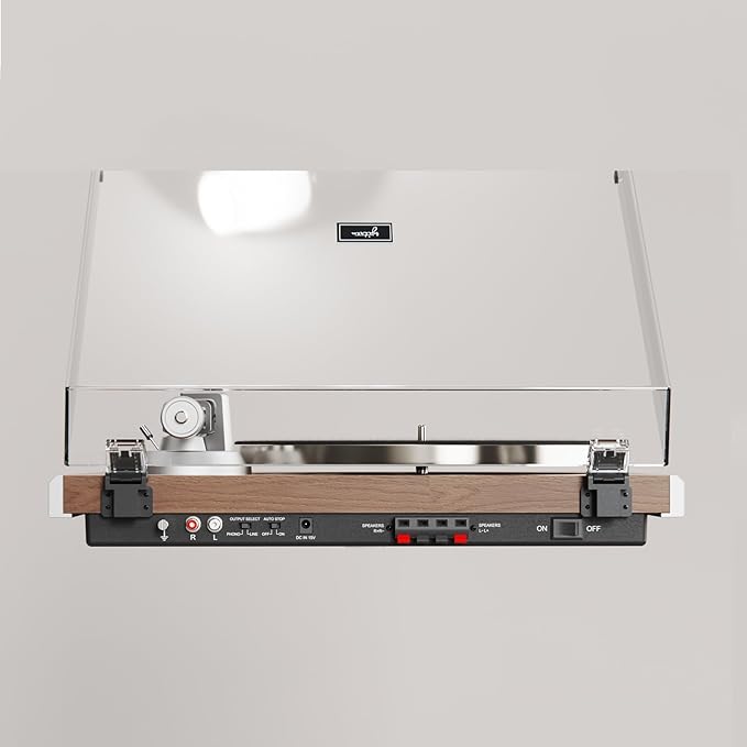 KORUS Record Player with External Speakers,Bluetooth Turntable,Belt-Drive Turntable 2-Speed, Adjustable Counterweight,Vintage LP Players