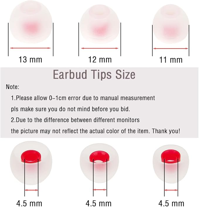 18 Pairs Silicone Earbud Tips Replacement Ear Tips for in- Ear Headphones Eartips (Inner Hole from 3.8mm-5.5mm Earphones) Earbud Replacement Tips Earbud Cap S M L