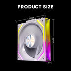 Jungle Leopard Interstellar V2 RS 120mm PC Reverse Blade Case Fan Infinity Mirror Module Daisy-Chain ARGB Fan Triple Pack Suitable Computer Cooling Fans 360mm AIO Cooler(White-3Pack)