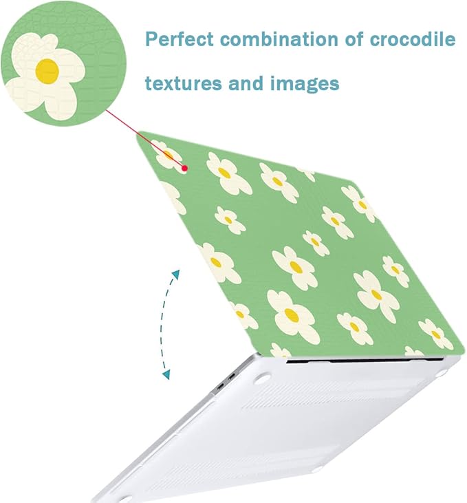 LanBaiLan Compatible for MacBook Pro 13 inch with Touch Bar 2016-2023 Release M1 M2 A2338 A2289 A2251 A2159 A1989 A1706 A1708, Laptop Hard Case & Keyboard Cover, Green Flower