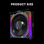 Jungle Leopard Interstellar V2 RS 120mm Case Fan Infinity Mirror Module Daisy-Chain ARGB Fan Triple Pack Suitable PC Cooling Fans 360mm AIO Cooler(Black-3Pack)