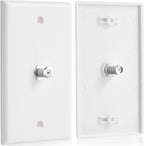 1-Port TV Cable Wall Plate F Connector Wall Plate Coax Wall Plate Video Wall Jack Single Gang Wall Plates (White, 16 Pcs)