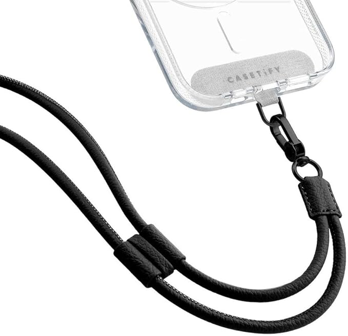 CASETiFY Pebbled Cord Phone Strap - Jet Black/Grige