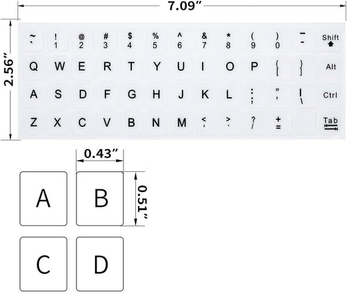 (2PCS Pack) English Keyboard Stickers, Universal Keyboard Replacement Letters English White Background with Black Lettering for Laptops Computer, Matte Keyboard Alphabet Stickers -White
