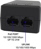 Real HD 48V 24W 0.5A POE Injector Adapter Power Supply,10/100Mbps IEEE 802.3af Compliant, Up to 100M (328 Feet), for Most Cisco/Polycom/Aastra Phones and More