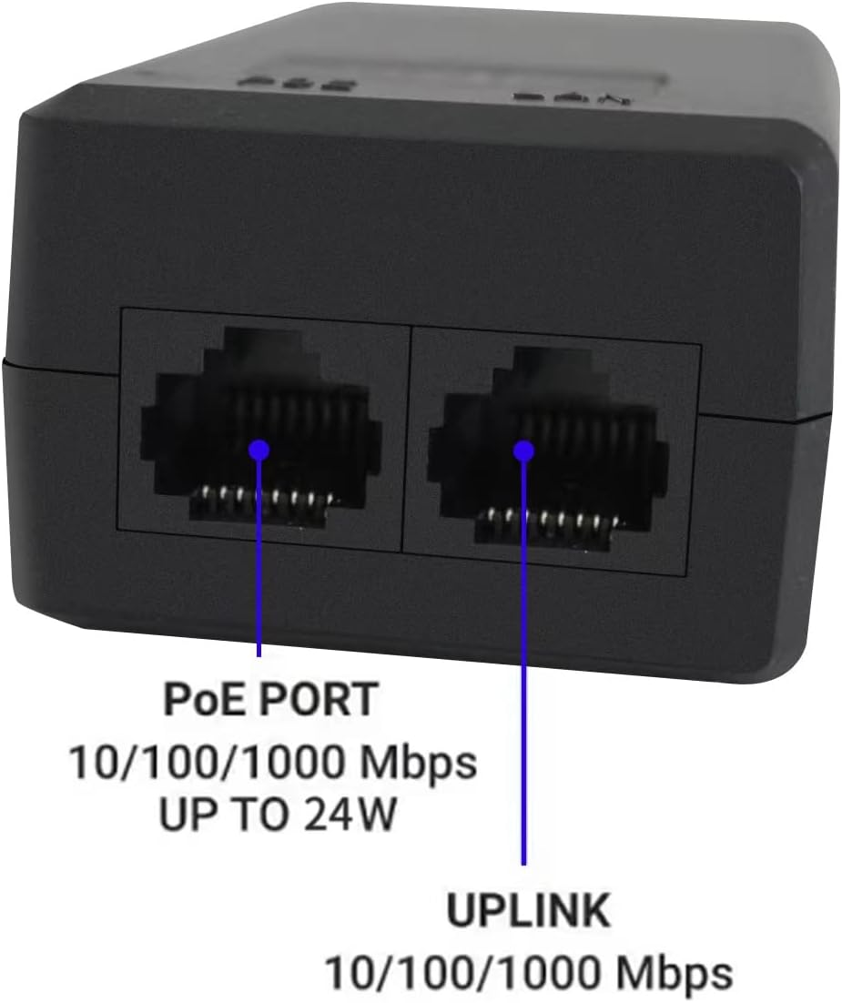 Real HD 48V 24W 0.5A POE Injector Adapter Power Supply,10/100Mbps IEEE 802.3af Compliant, Up to 100M (328 Feet), for Most Cisco/Polycom/Aastra Phones and More